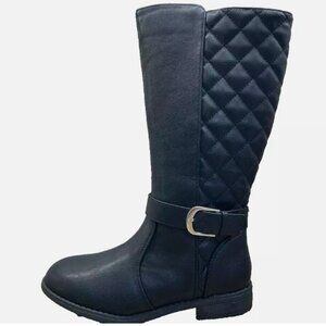 Big Girl's Black Zip Up Quilted HIP HOP Black Boots Size 1 SO Youth NEW